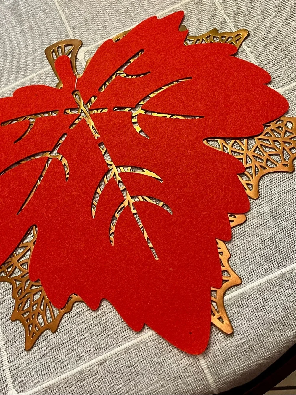 Dark Orange/ Copper Fall Leaf Placemats (2) - Seasonal Home Holiday Decor